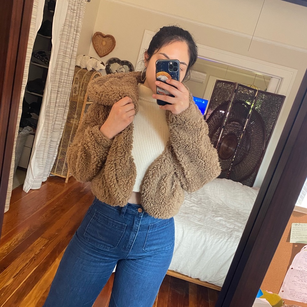Cropped Teddy Hoodie Jacket